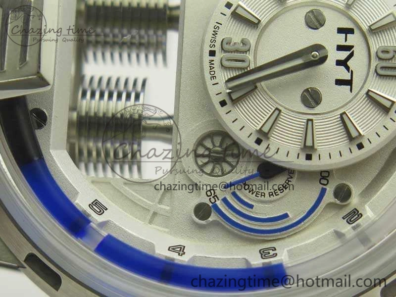 HYT SS CYF White Dial Blue Crown On White Rubber Strap Asian Movement HTY Cal. Packable 6988