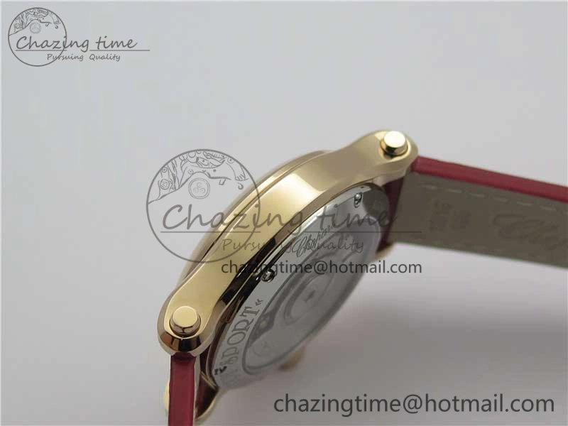 Happy Sport Automatic RG 36mm ZF 1:1 Best Edition White Dial on Red Leather Strap A Effortless 6397