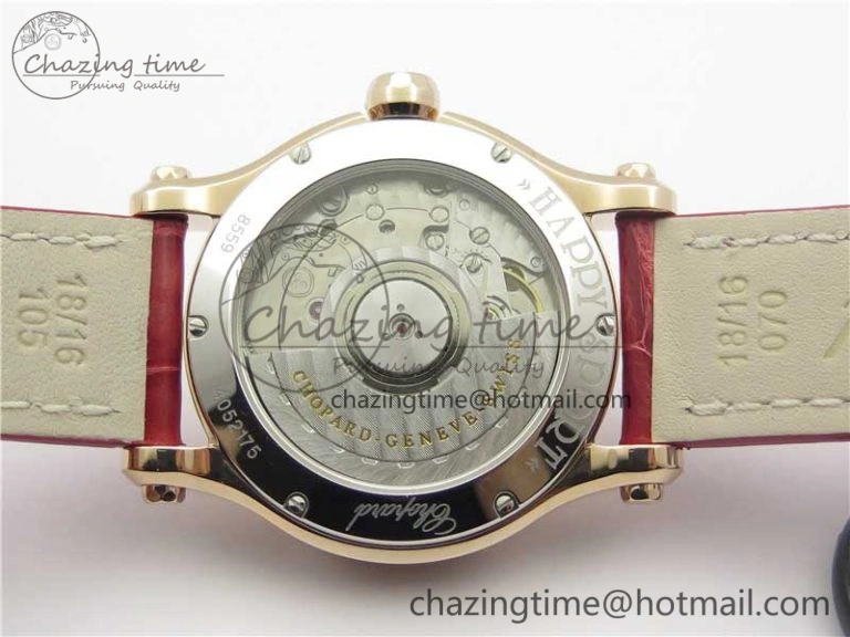 Happy Sport Automatic RG 36mm ZF 1:1 Best Edition White Dial on Red Leather Strap A Effortless 6397