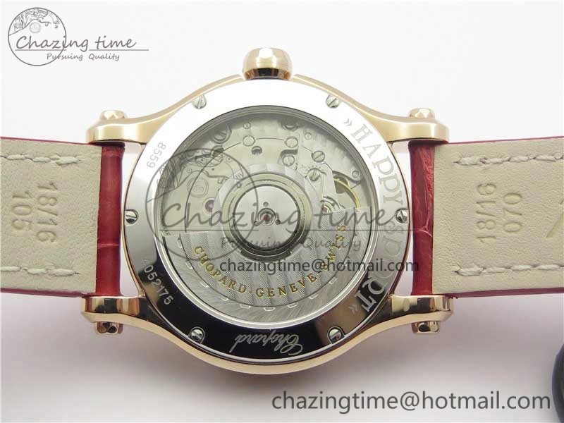 Happy Sport Automatic RG 36mm ZF 1:1 Best Edition White Dial on Red Leather Strap A Effortless 6397