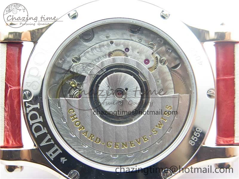 Happy Sport Automatic RG 36mm ZF 1:1 Best Edition White Dial on Red Leather Strap A Effortless 6397