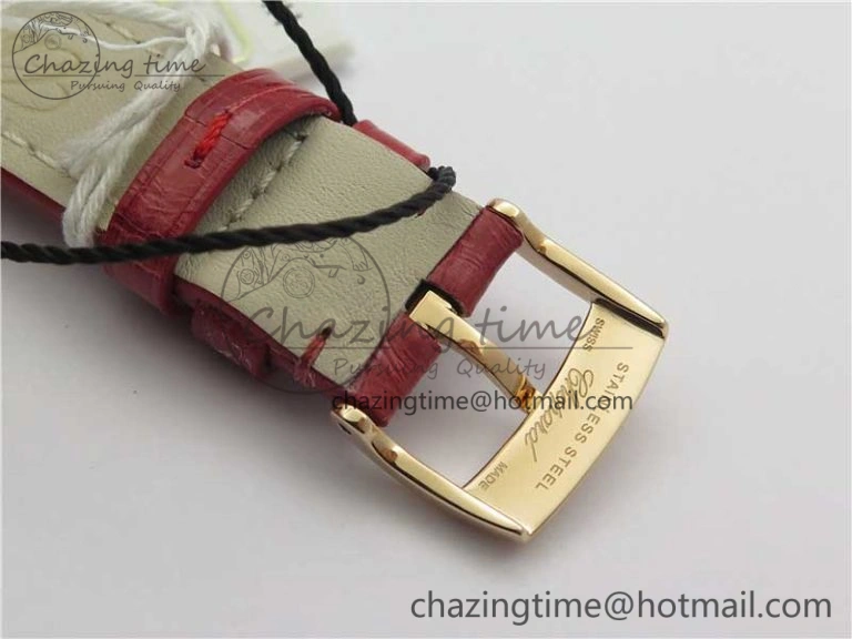 Happy Sport Automatic RG 36mm ZF 1:1 Best Edition White Dial on Red Leather Strap A Effortless 6397