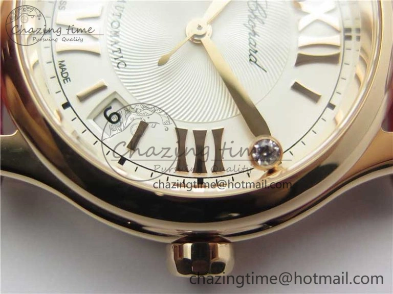 Happy Sport Automatic RG 36mm ZF 1:1 Best Edition White Dial on Red Leather Strap A Effortless 6397