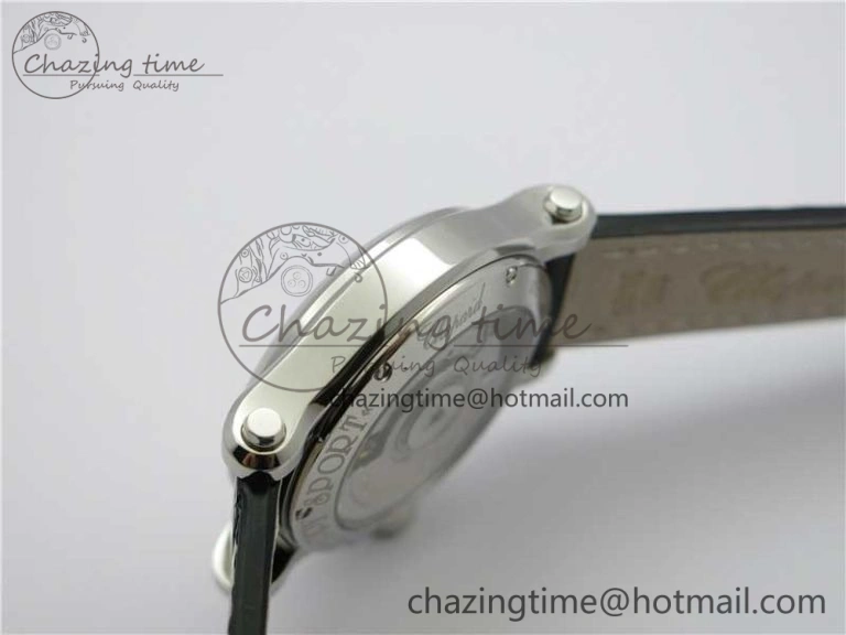 Happy Sport Automatic SS 36mm ZF 1:1 Best Edition White Dial on Black Leather Strap A TopPick 6396