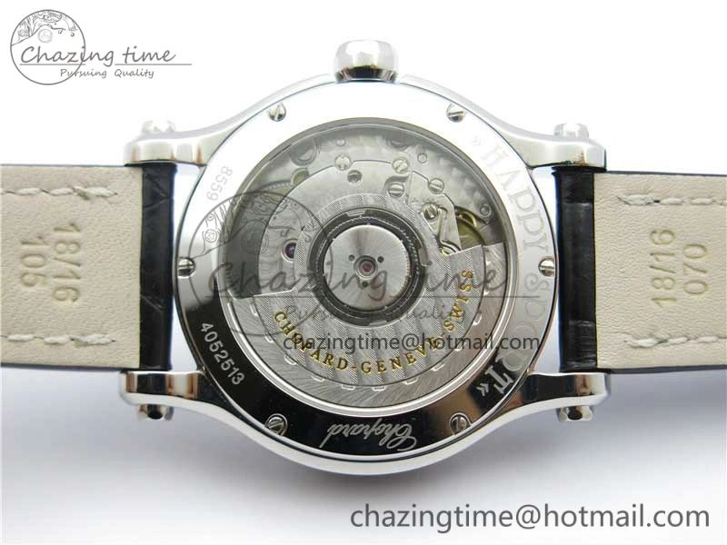 Happy Sport Automatic SS 36mm ZF 1:1 Best Edition White Dial on Black Leather Strap A TopPick 6396