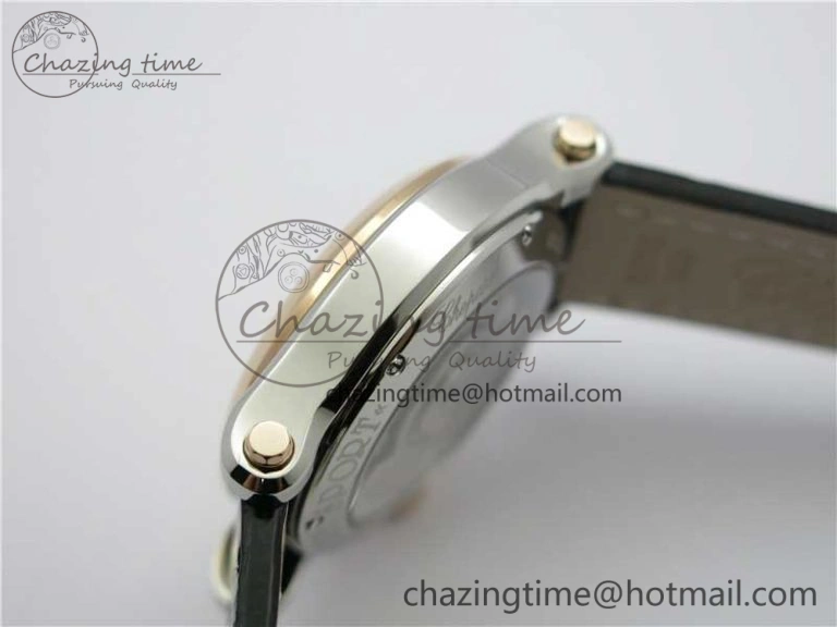 Original Happy Sport Automatic SS RG 36mm ZF 1:1 Best Edition White Dial on Black Leather Strap A 6394