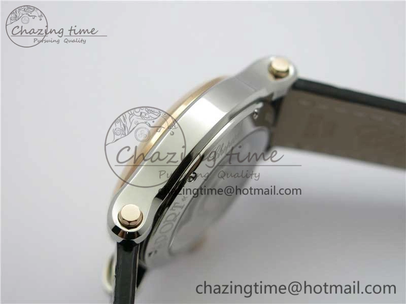Original Happy Sport Automatic SS RG 36mm ZF 1:1 Best Edition White Dial on Black Leather Strap A 6394