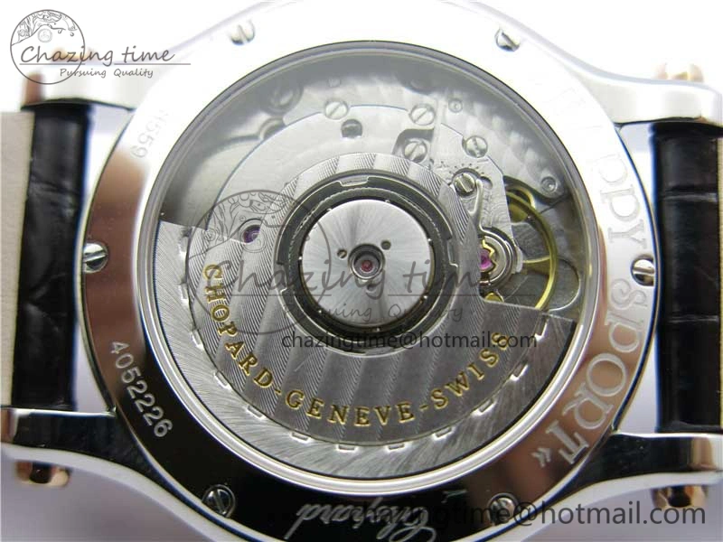 Original Happy Sport Automatic SS RG 36mm ZF 1:1 Best Edition White Dial on Black Leather Strap A 6394