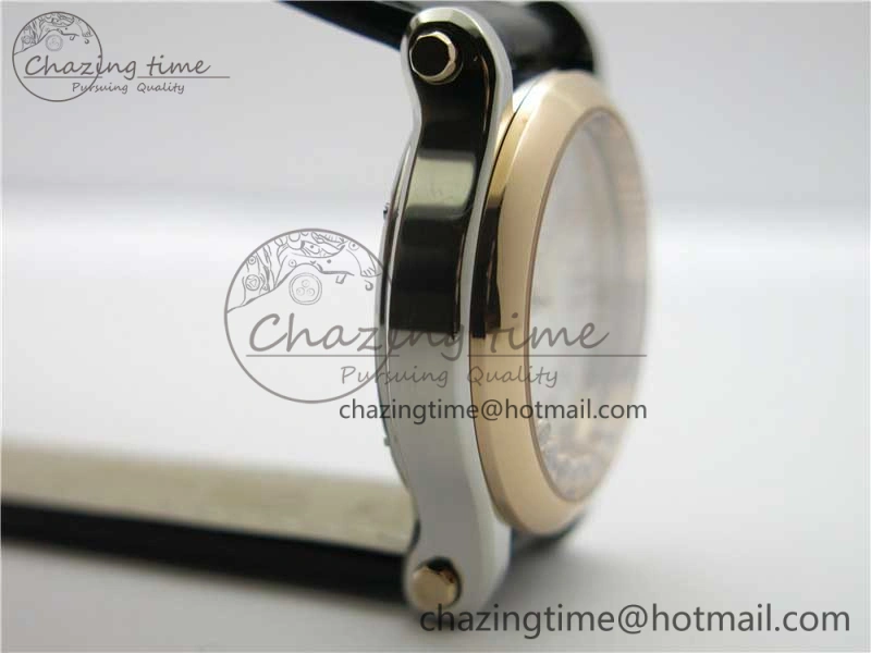 Original Happy Sport Automatic SS RG 36mm ZF 1:1 Best Edition White Dial on Black Leather Strap A 6394