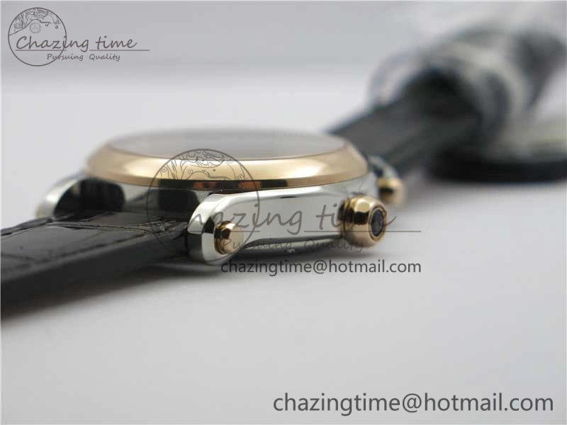 Original Happy Sport Automatic SS RG 36mm ZF 1:1 Best Edition White Dial on Black Leather Strap A 6394
