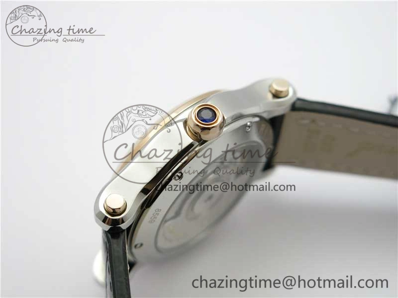 Original Happy Sport Automatic SS RG 36mm ZF 1:1 Best Edition White Dial on Black Leather Strap A 6394