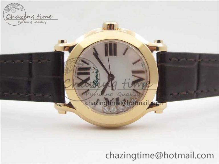 Happy Sport Mini RG ZF MOP Dial on Black Leather Strap Swiss ETA 955. ModernLook 10552