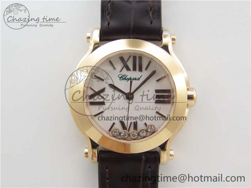 Happy Sport Mini RG ZF MOP Dial on Black Leather Strap Swiss ETA 955. ModernLook 10552
