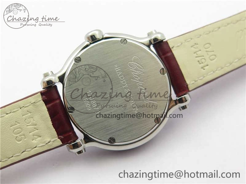 Original Happy Sport Mini SS ZF MOP Dial on Red Leather Strap Swiss ETA 955. 6395