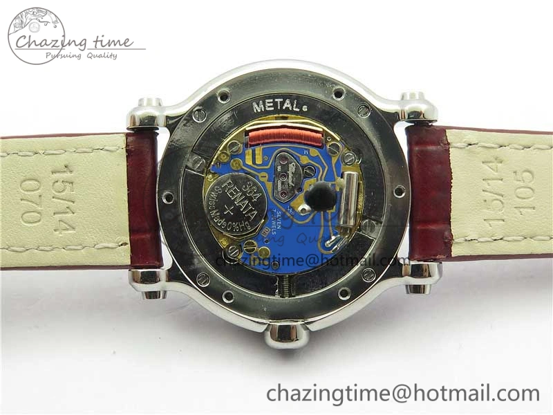 Original Happy Sport Mini SS ZF MOP Dial on Red Leather Strap Swiss ETA 955. 6395