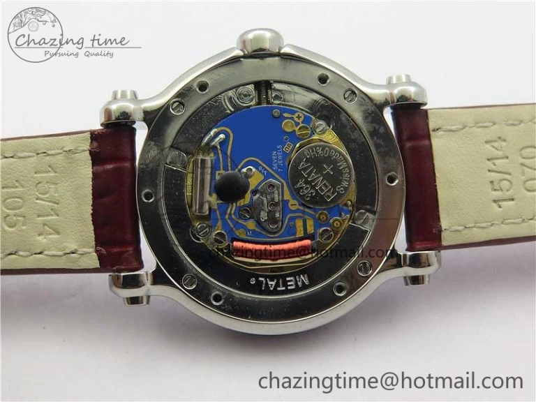 Original Happy Sport Mini SS ZF MOP Dial on Red Leather Strap Swiss ETA 955. 6395