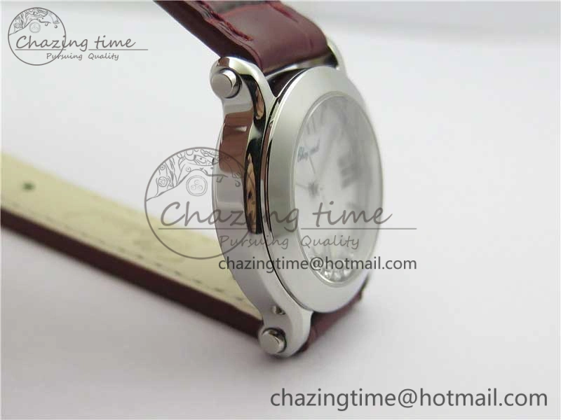 Original Happy Sport Mini SS ZF MOP Dial on Red Leather Strap Swiss ETA 955. 6395