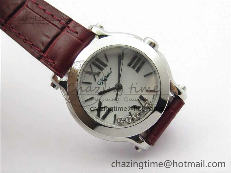 Original Happy Sport Mini SS ZF MOP Dial on Red Leather Strap Swiss ETA 955. 6395