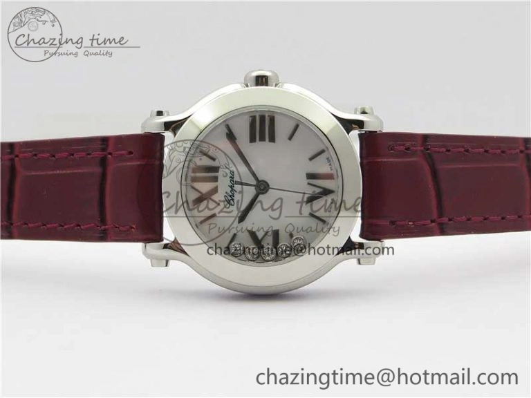Original Happy Sport Mini SS ZF MOP Dial on Red Leather Strap Swiss ETA 955. 6395