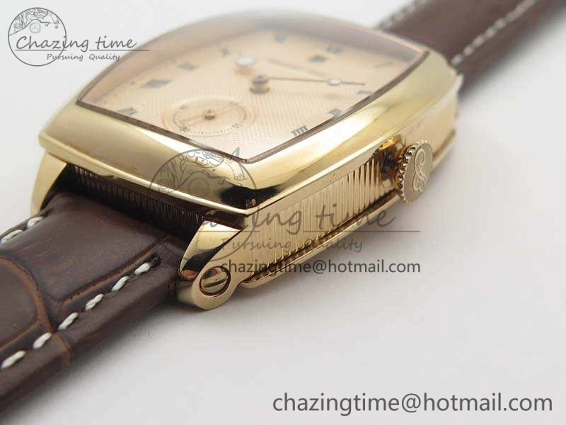 SunProtective Heritage @12 Date RG SWF Best Edition Gold Dial On Leather Strap A 5364