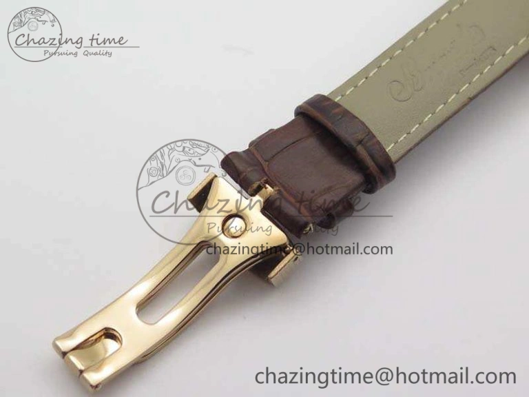 SunProtective Heritage @12 Date RG SWF Best Edition Gold Dial On Leather Strap A 5364