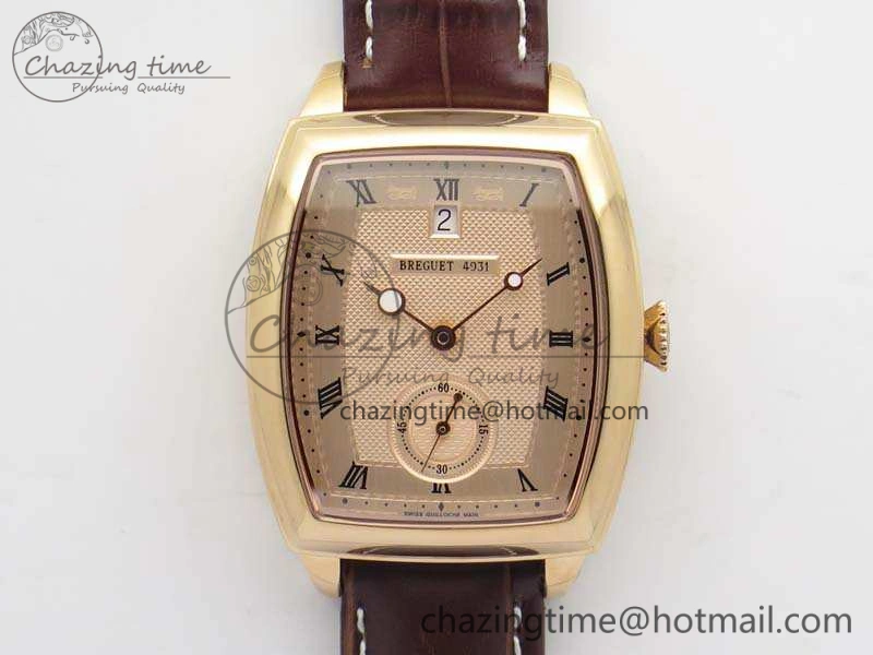 SunProtective Heritage @12 Date RG SWF Best Edition Gold Dial On Leather Strap A 5364