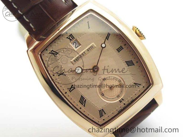 SunProtective Heritage @12 Date RG SWF Best Edition Gold Dial On Leather Strap A 5364