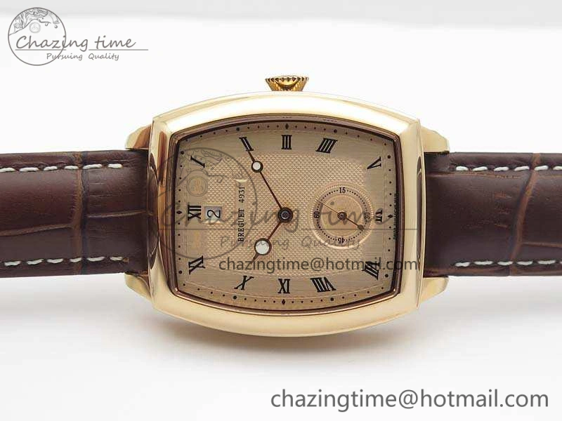 SunProtective Heritage @12 Date RG SWF Best Edition Gold Dial On Leather Strap A 5364