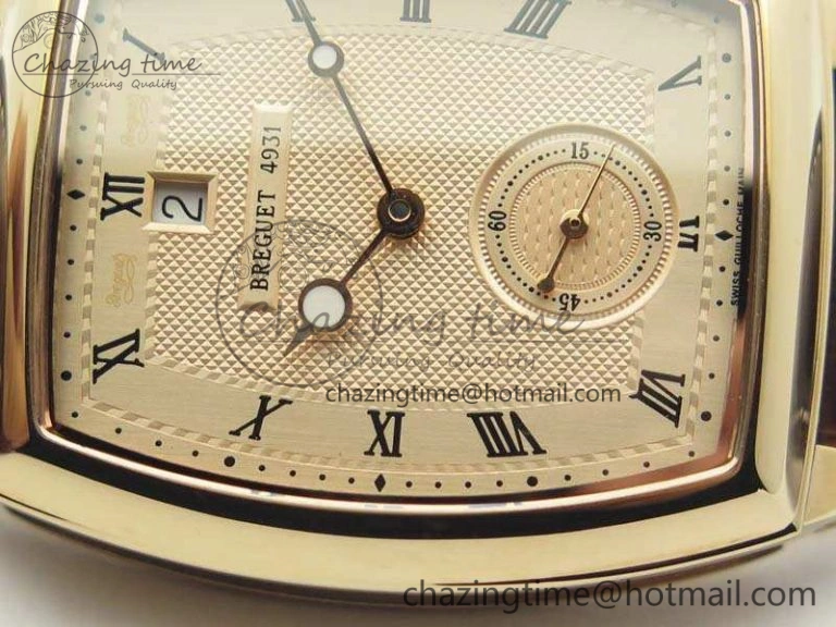 SunProtective Heritage @12 Date RG SWF Best Edition Gold Dial On Leather Strap A 5364