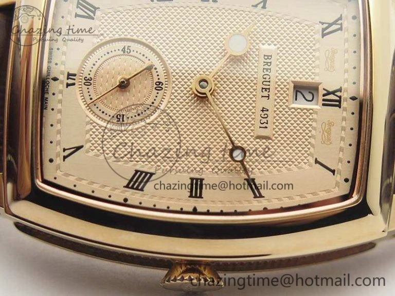 SunProtective Heritage @12 Date RG SWF Best Edition Gold Dial On Leather Strap A 5364