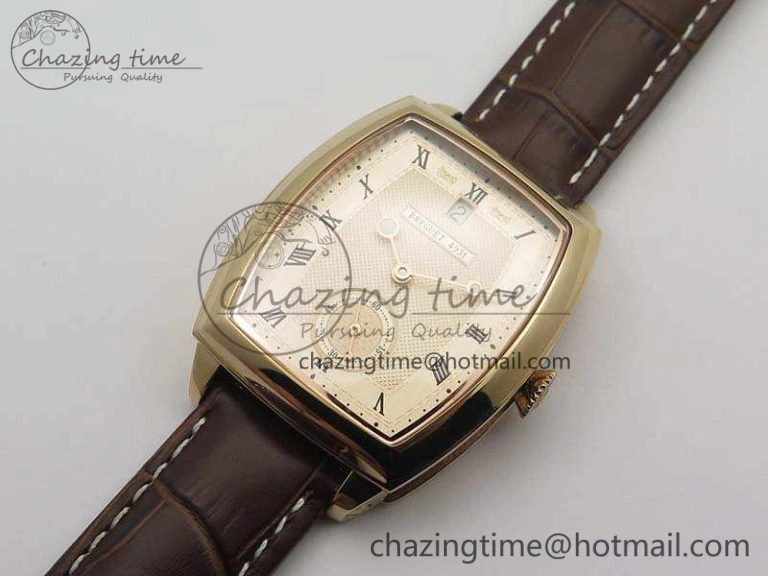 SunProtective Heritage @12 Date RG SWF Best Edition Gold Dial On Leather Strap A 5364