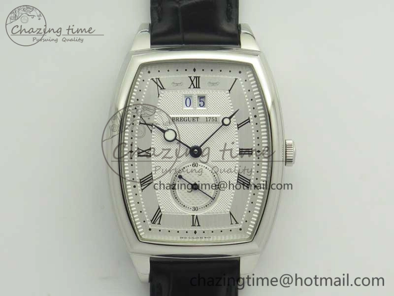 Sophisticated Heritage @12 big date SS HGF White Dial Black Roman Markers on Black Leather Strap A23J 5347