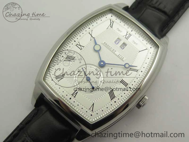 Sophisticated Heritage @12 big date SS HGF White Dial Black Roman Markers on Black Leather Strap A23J 5347