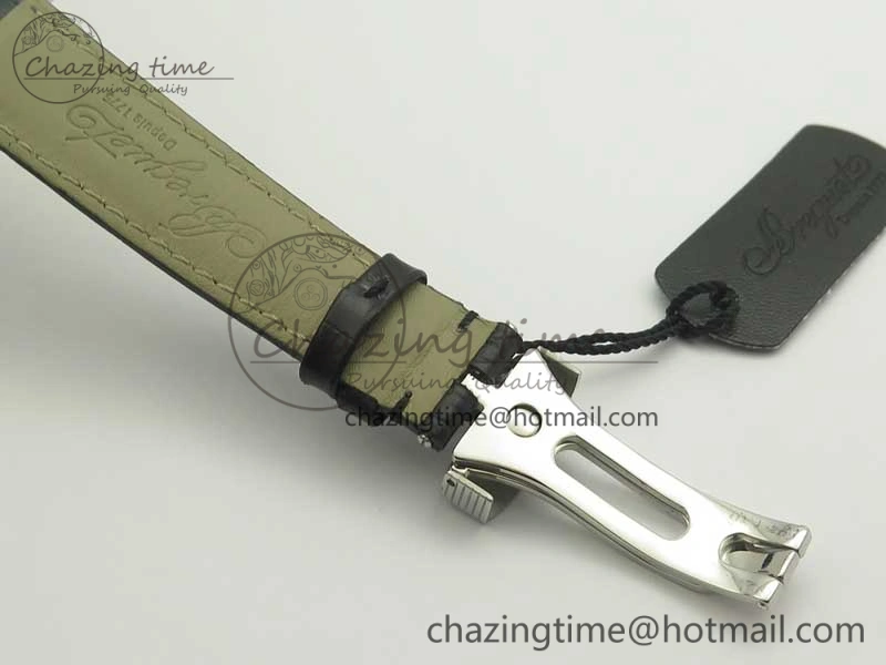 Sophisticated Heritage @12 big date SS HGF White Dial Black Roman Markers on Black Leather Strap A23J 5347