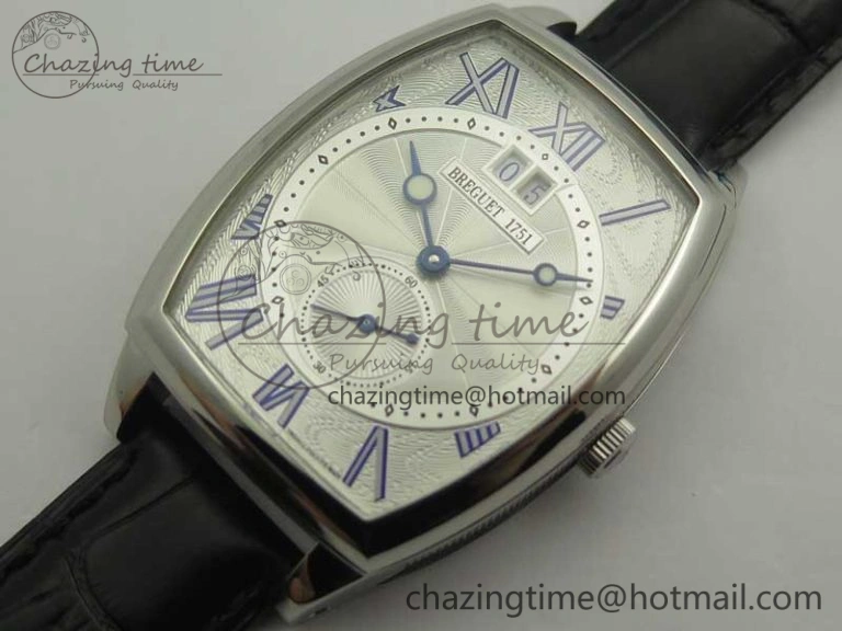 ComfortFit Heritage @12 big date SS HGF White Dial Blue Roman Markers on Black Leather Strap A23J 5348