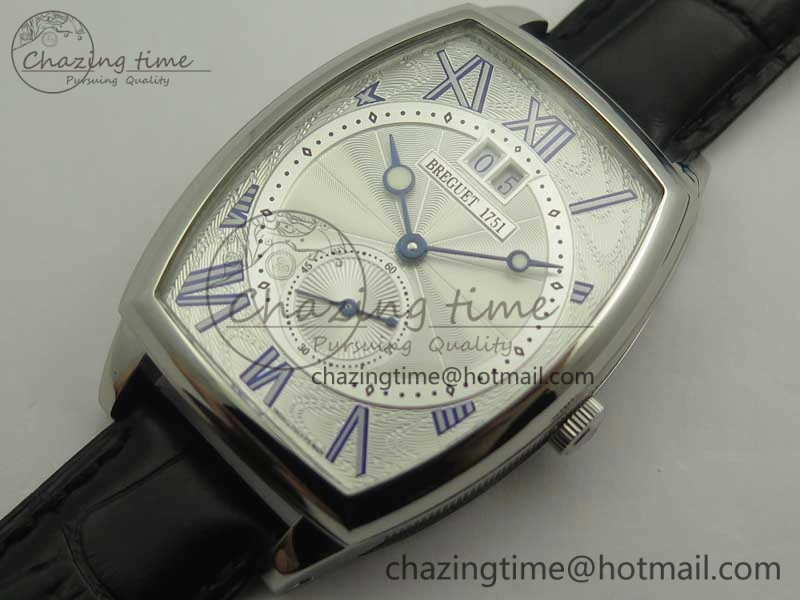 ComfortFit Heritage @12 big date SS HGF White Dial Blue Roman Markers on Black Leather Strap A23J 5348