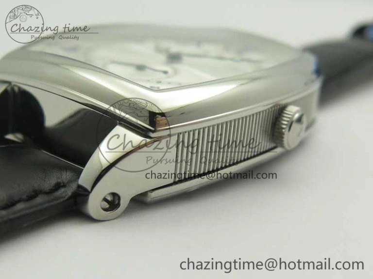 ComfortFit Heritage @12 big date SS HGF White Dial Blue Roman Markers on Black Leather Strap A23J 5348
