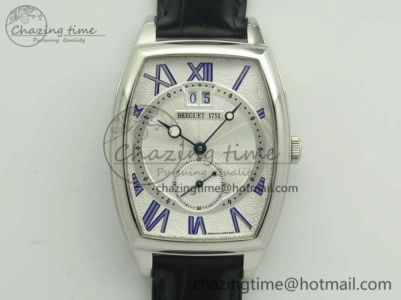 ComfortFit Heritage @12 big date SS HGF White Dial Blue Roman Markers on Black Leather Strap A23J 5348