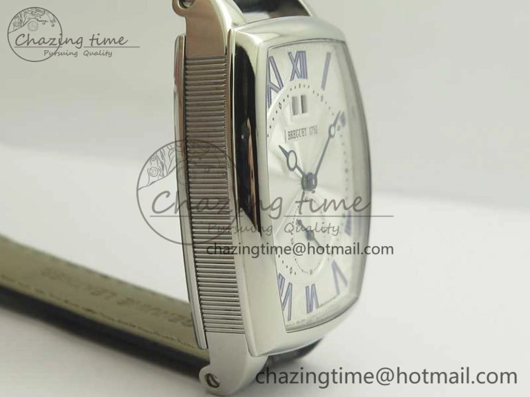ComfortFit Heritage @12 big date SS HGF White Dial Blue Roman Markers on Black Leather Strap A23J 5348