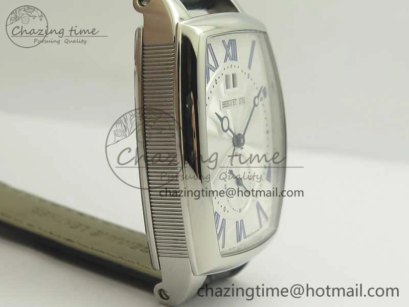 ComfortFit Heritage @12 big date SS HGF White Dial Blue Roman Markers on Black Leather Strap A23J 5348