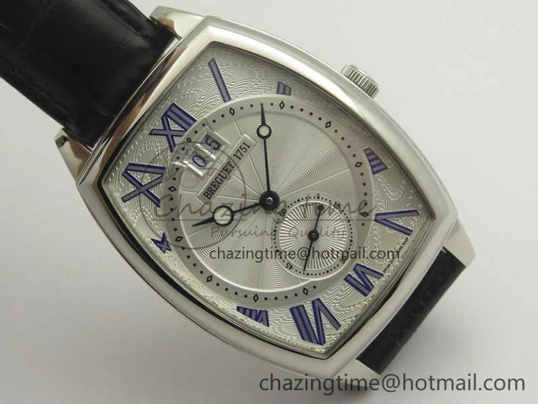 ComfortFit Heritage @12 big date SS HGF White Dial Blue Roman Markers on Black Leather Strap A23J 5348