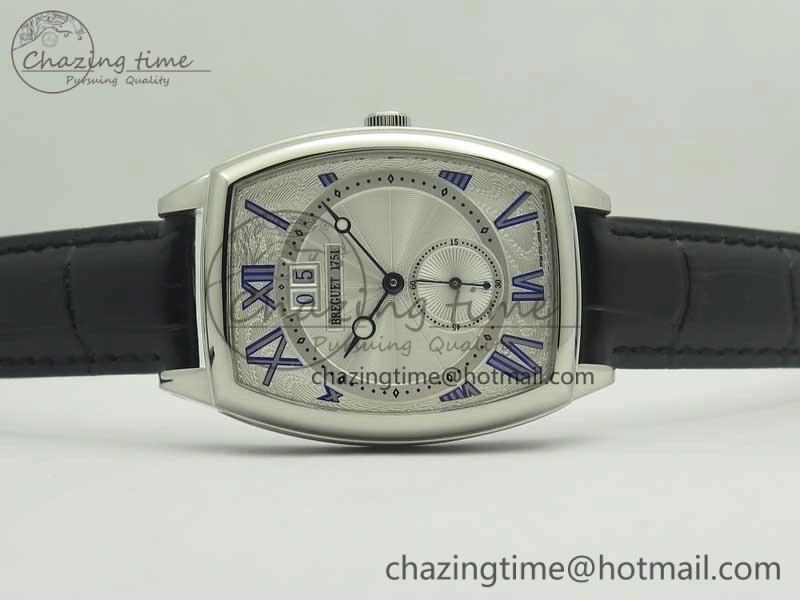 ComfortFit Heritage @12 big date SS HGF White Dial Blue Roman Markers on Black Leather Strap A23J 5348