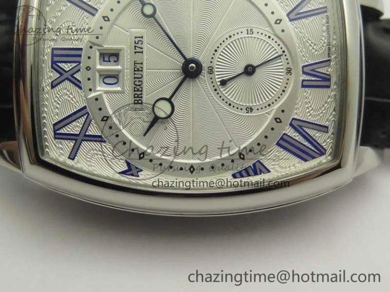ComfortFit Heritage @12 big date SS HGF White Dial Blue Roman Markers on Black Leather Strap A23J 5348