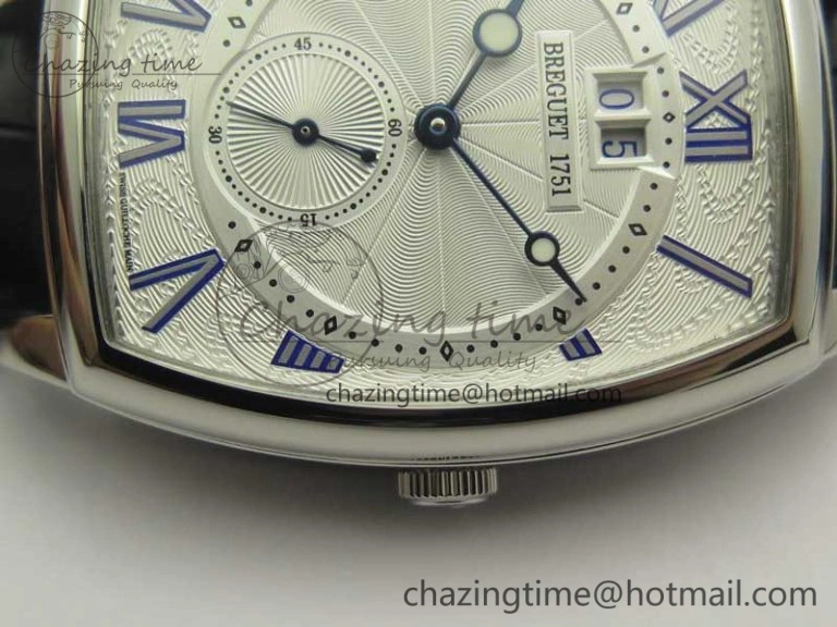 ComfortFit Heritage @12 big date SS HGF White Dial Blue Roman Markers on Black Leather Strap A23J 5348