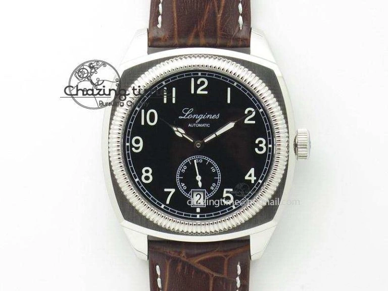 Premium Heritage 1935 SS TF 1:1 Best Edition Black Dial On Brown Leather Strap A23J 7597