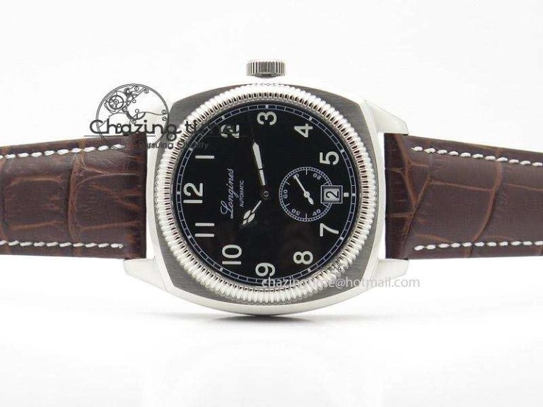 Premium Heritage 1935 SS TF 1:1 Best Edition Black Dial On Brown Leather Strap A23J 7597
