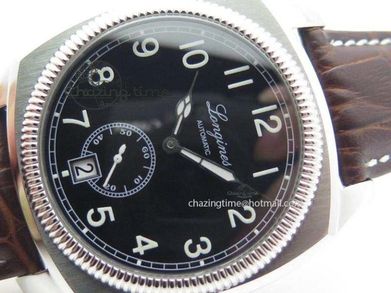 Premium Heritage 1935 SS TF 1:1 Best Edition Black Dial On Brown Leather Strap A23J 7597
