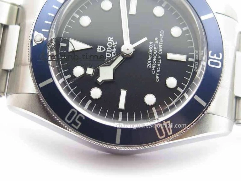 NewStyle Heritage 2016 Black Bay Shield ZF 1:1 Best Edition On SS Bracelet A2824 (Blue) Free Blue Strap 9777