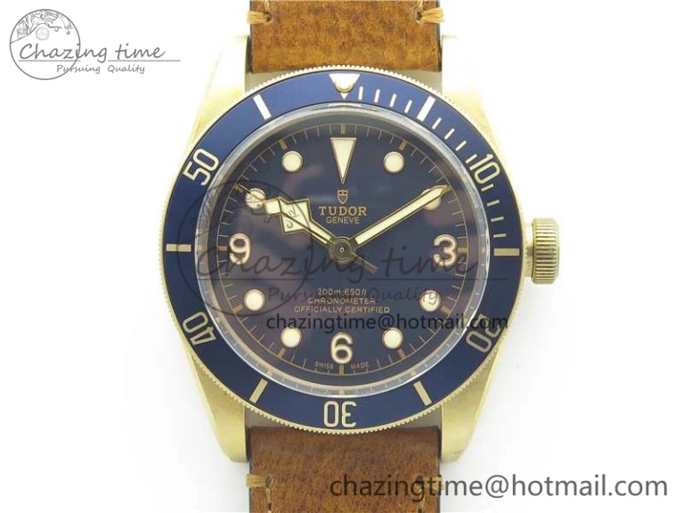 Practical Heritage Black Bay Bronze Blue XF 1:1 Best Edition on Aged Brown Leather Strap A5612 V3 (Free Nato Strap) 9758
