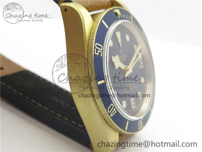 Practical Heritage Black Bay Bronze Blue XF 1:1 Best Edition on Aged Brown Leather Strap A5612 V3 (Free Nato Strap) 9758